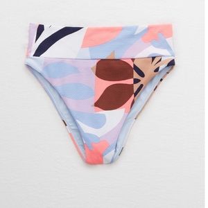 AERIE PIQUE HIGH CUT CHEEKY BIKINI BOTTOM